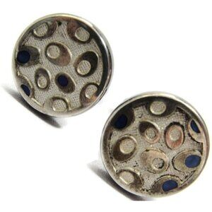 Vintage Silver Plated SJ Modernist Cufflinks Round Wedding Tux Vintage
